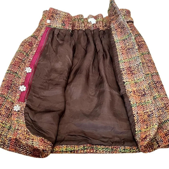 Odille Women's 2/XS Plaid Tweed Wrap Skirt Multicolor High Waisted Short - Picture 9 of 12